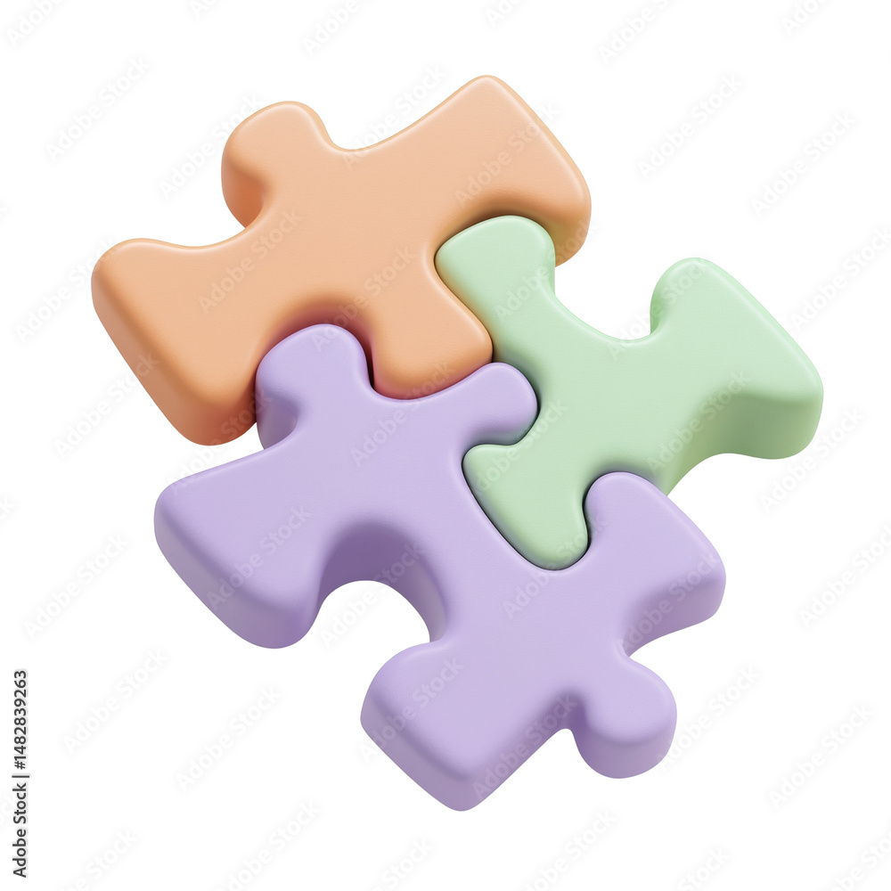 Poster pastel colored puzzle pieces interlocking to create a cohesive whole