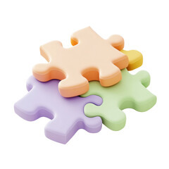 Fototapeta premium Pastel Colored Puzzle Pieces Interlocking for Completeness Concept