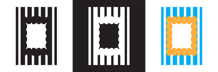 Wavy Frames with Scallop Borders. Abstract Frame Boxes on Cute Groovy Patterns. Vector illustration. isolated on white and black background. EPS 10