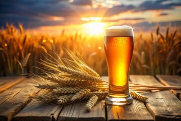Golden Hour Beer & Wheat: Rustic Still Life Photography
