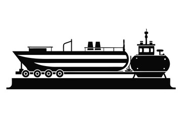 tanker silhouette line art vector illustration with a white background