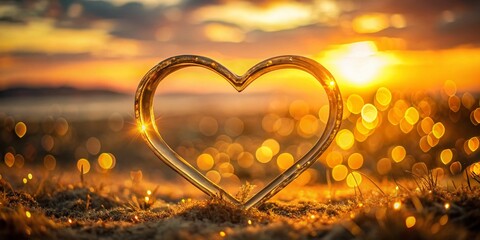 Golden Heart Frame Long Exposure Photography - Magical Sunset Glow