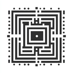 Intricate Geometric Pattern with Bold Lines and Simple Shapes