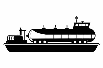 Obraz premium tanker silhouette line art vector illustration with a white background