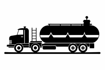tanker silhouette line art vector illustration with a white background