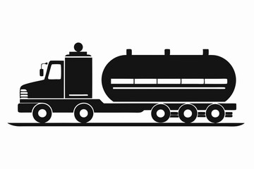 tanker silhouette line art vector illustration with a white background