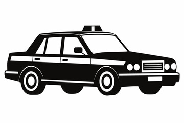 taxi silhouette line art vector illustration with a white background