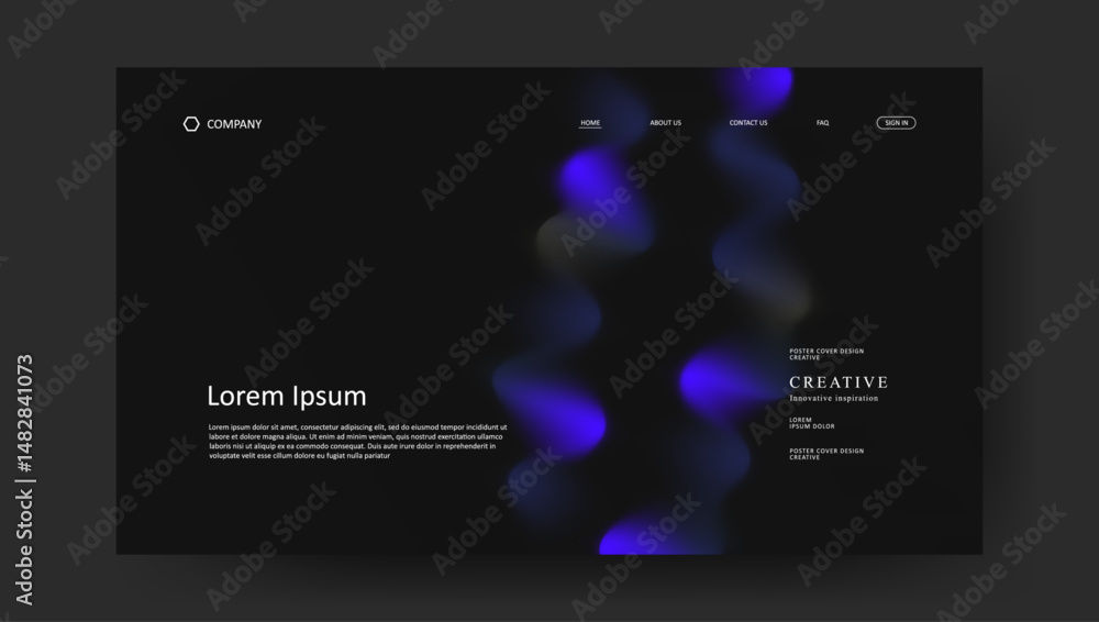 Poster abstract wave futuristic design of landing page. retro gradient mesh website design