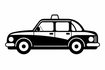 taxi silhouette line art vector illustration with a white background