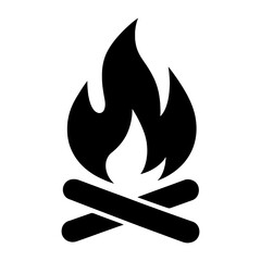 Campfire Silhouette on Beige Background.