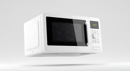 Obraz premium Modern White Microwave Oven Appliance for Kitchen Cooking