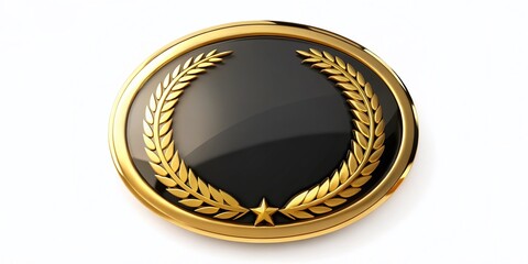 Gold Black Shiny Luxury Badge Emblem Premium Quality White Background