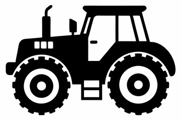 tractor silhouette line art vector illustration with a white background