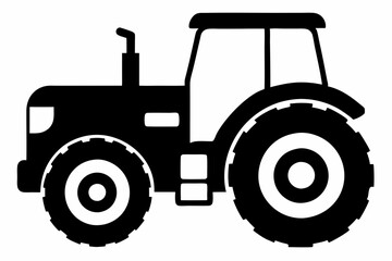 tractor silhouette line art vector illustration with a white background