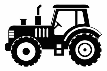 tractor silhouette line art vector illustration with a white background