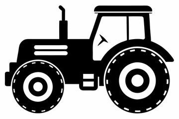 tractor silhouette line art vector illustration with a white background