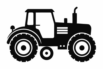 tractor silhouette line art vector illustration with a white background