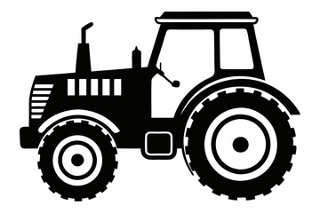 tractor silhouette line art vector illustration with a white background