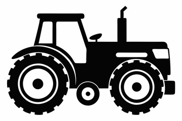 tractor silhouette line art vector illustration with a white background