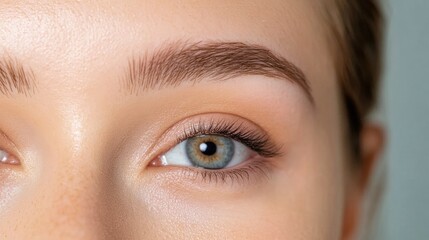 Obraz premium Close-up of well-groomed eyes and eyebrows