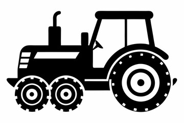 tractor silhouette line art vector illustration with a white background