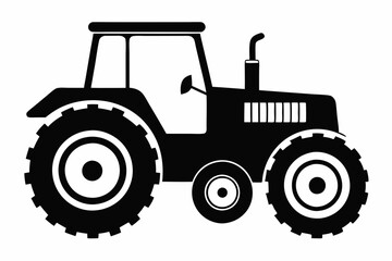 tractor silhouette line art vector illustration with a white background