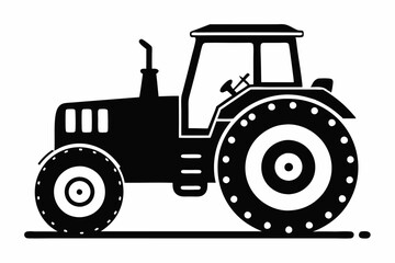 tractor silhouette line art vector illustration with a white background