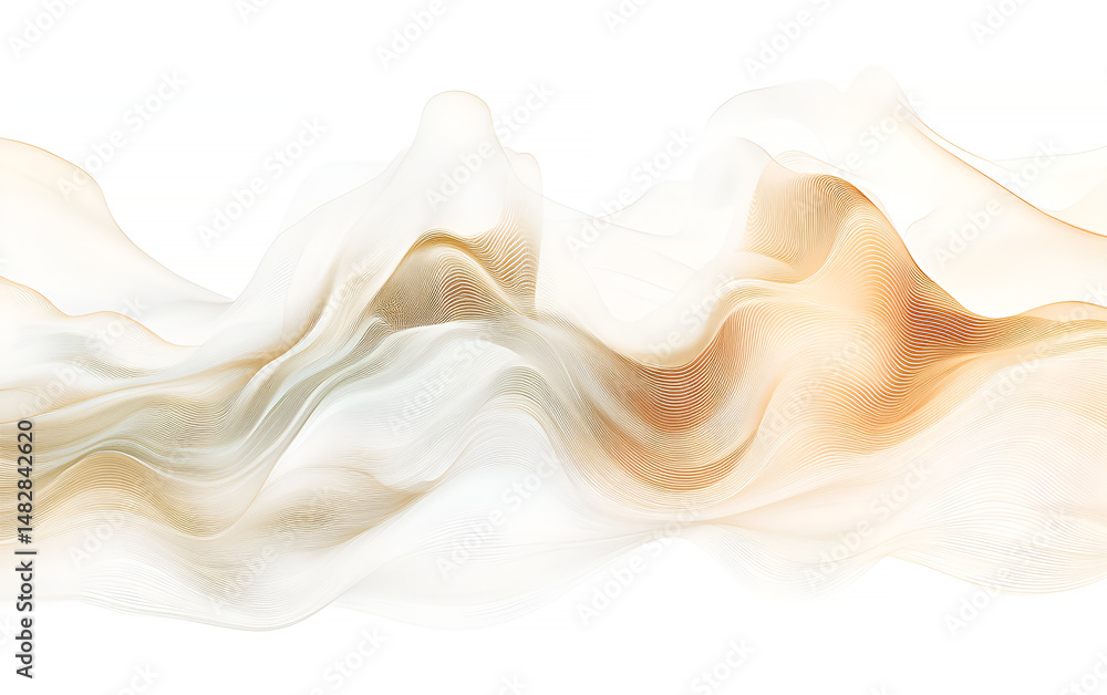 Poster abstract golden wavy lines with a flowing ethereal form creating a delicate and modern artistic back