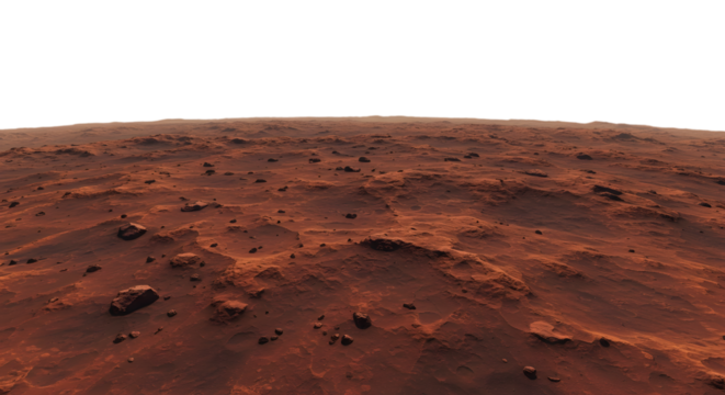 Martian Landscape Red Planet Surface with Rocks and Undulating Terrain