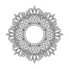 Enchanted Sacred Geometry Mandala in Black and White Coloring Book Page