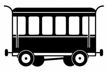 trolley silhouette line art vector illustration with a white background