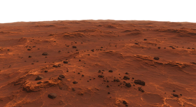 Martian Landscape Red Planet Surface with Rocks and Undulating Terrain