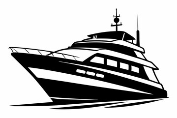 yacht silhouette line art vector illustration with a white background