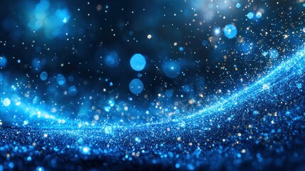 Fototapeta premium Abstract digital particles, glowing blue