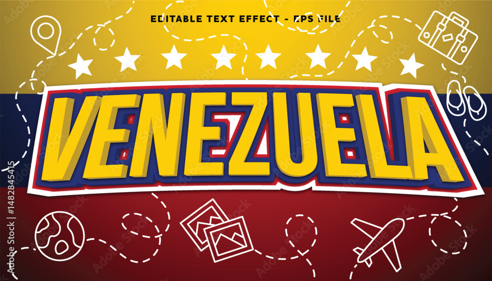 Poster venezuela editable text effect with modern and simple style