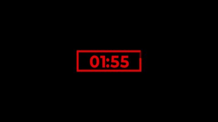 2 minute timer countdown animation, countdown timer one minute animation from 120 to 0 countdown Two minute countdown timer animation on transparent background with alpha channel.