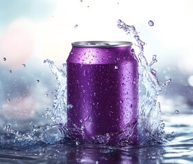 Vibrant Purple Soda Can Isolated in Refreshing Water Splash Premium AI-Generated Image for Drink Advertisement
water splash in a glass