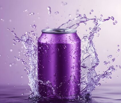 Purple Aluminum Soda Can with Dynamic Water Splash and Copy Space Premium AI-Generated Mockup for Beverage Branding
water splash in a glass - Powered by Adobe