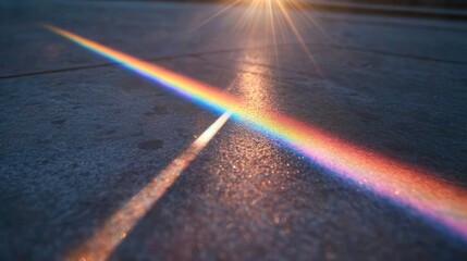 Rainbow refracted on pavement