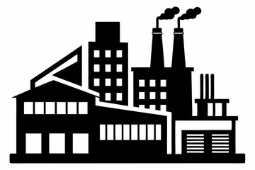 Obraz premium factory silhouette line art vector illustration with a white background