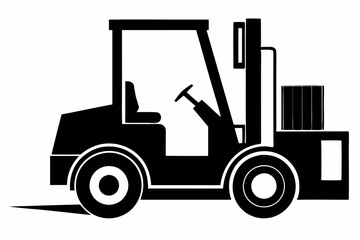 forklift silhouette line art vector illustration with a white background