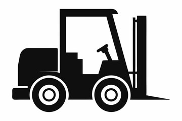 forklift silhouette line art vector illustration with a white background