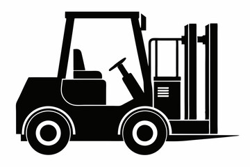 forklift silhouette line art vector illustration with a white background