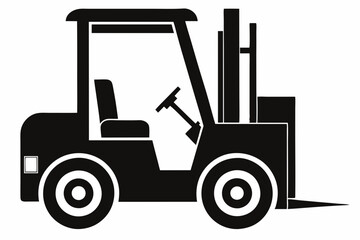 forklift silhouette line art vector illustration with a white background