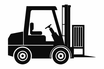 forklift silhouette line art vector illustration with a white background