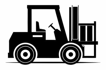 forklift silhouette line art vector illustration with a white background