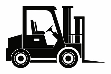 forklift silhouette line art vector illustration with a white background