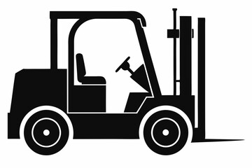 forklift silhouette line art vector illustration with a white background
