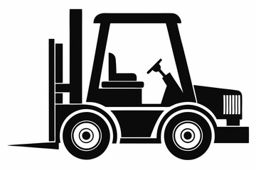 forklift silhouette line art vector illustration with a white background