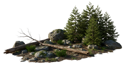 Forest floors enchanting details rocky outcrop lush trees